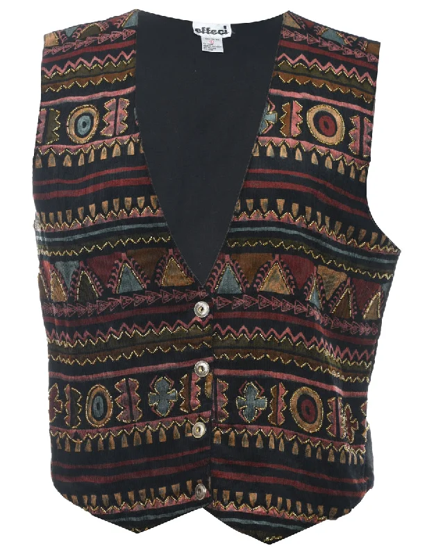 Embroidered Classic Waistcoat - L Comfortable Zip Waistcoat Vest