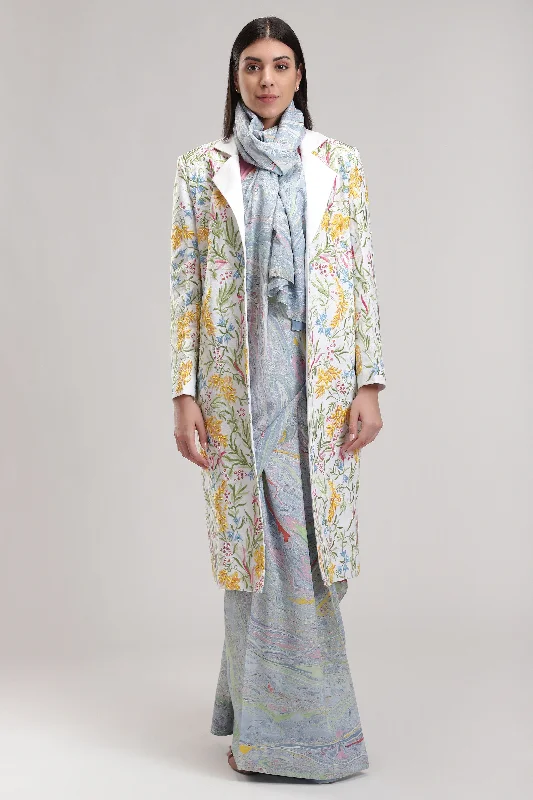 Embroidered Orient White Trench Classic Trench Coat Outerwear