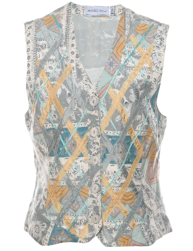 Floral Pattern Waistcoat - L Cozy Sleeveless Waistcoat Vest