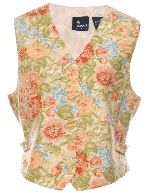 Floral Pattern Waistcoat - L Elegant Woolen Waistcoat Jacket