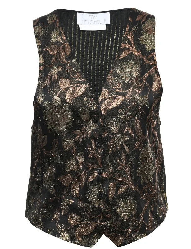 Floral Pattern Waistcoat - M Stylish Casual Waistcoat Jacket