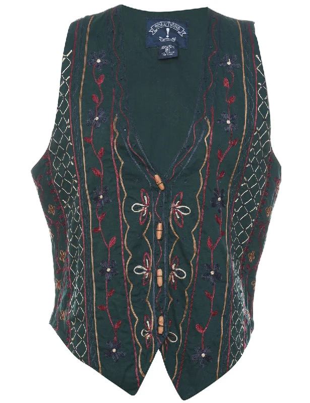 Floral Pattern Waistcoat - M Trendy Checkered Waistcoat Jacket