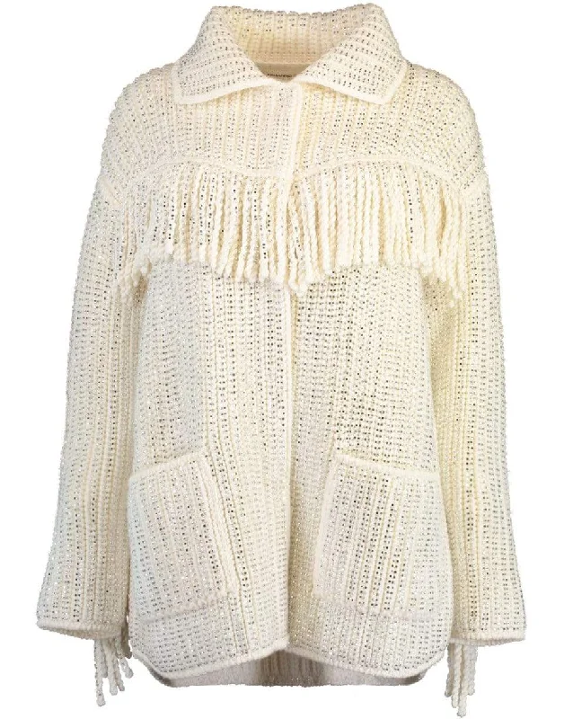 Fringe And Strass Wool Coat Trapeze Tunic Caftan