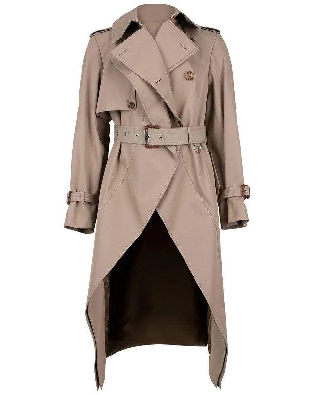 Frock High-Low Trench Coat Stylish Plaid Trench Design