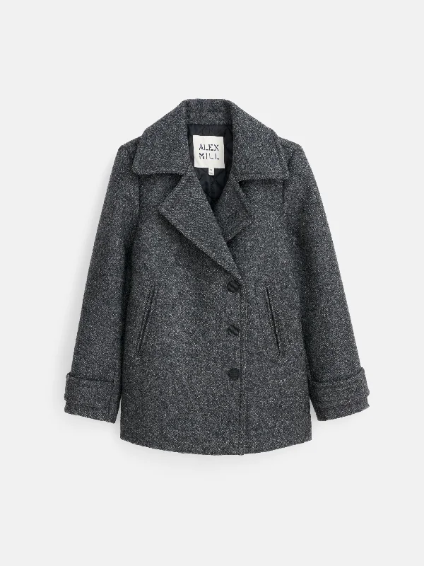 Grace Peacoat In Itallian Twill Double Wool Parka Anorak Hoodie