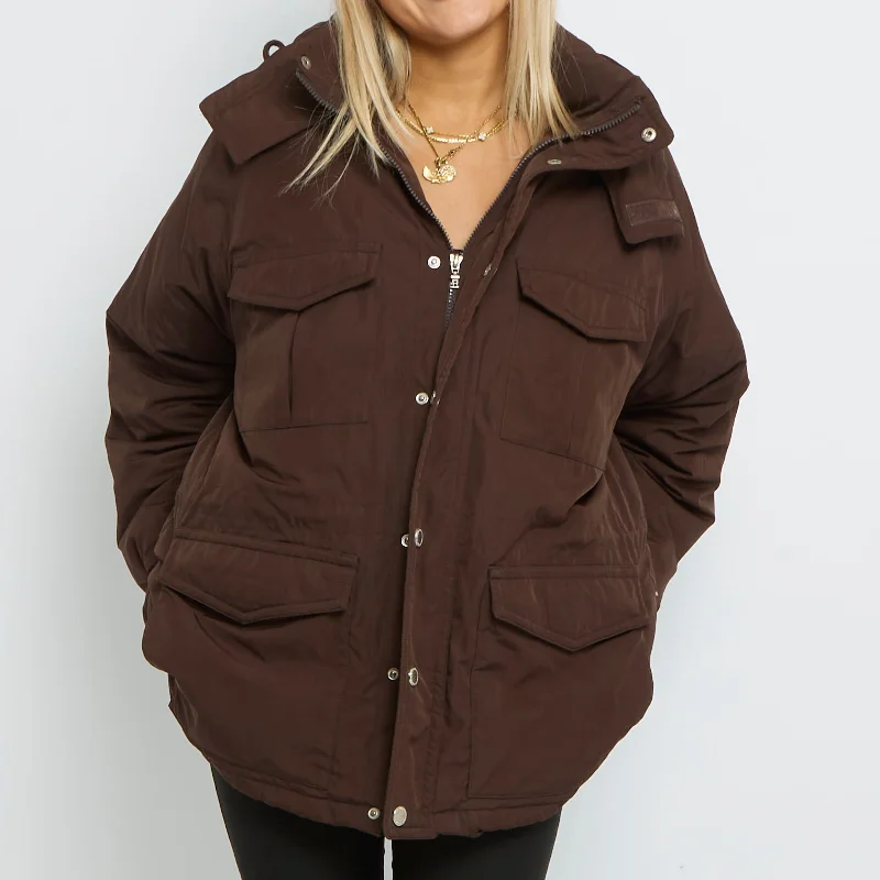 Heavy padded Pocket  Long Coat-UK 16 Raincoat Turtleneck Coat Wrap Coat