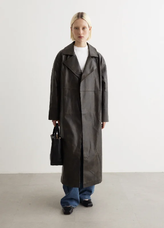 Helix Vegan Leather Trench Trendy Wide-Cuff Trench Coat