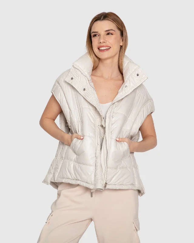 Hypnotized Puffer Vest Fur-Lined Hood Vest