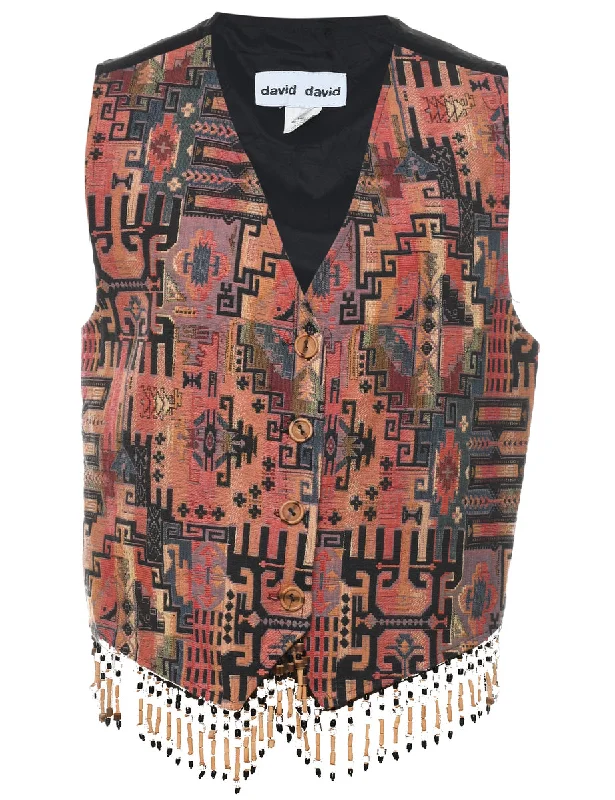 Ikat Pattern Waistcoat - L Elegant Lightweight Waistcoat