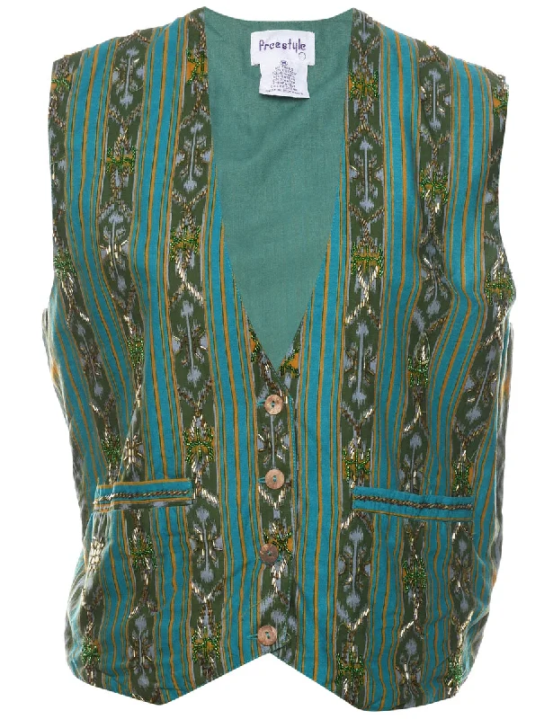 Ikat Pattern Waistcoat - M Trendy Down Waistcoat Vest