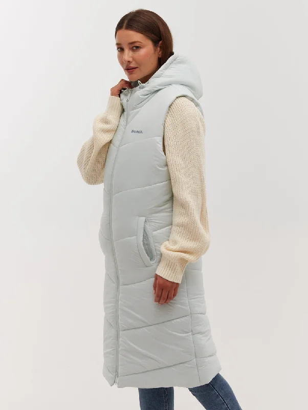 Illy Longline Chevron Puffer Vest Padded Quilted Vest