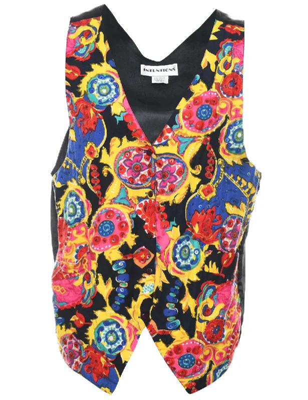 Intentions Floral Pattern Waistcoat - L Fashionable Wool Waistcoat Jacket