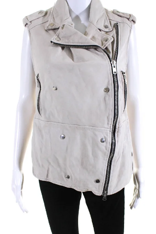 Isabel Marant Etoile Women's Sleeveless Asymmetric Zip Leather Vest Ivory Timeless Casual Vest Isabel Marant Etoile Women's Sleeveless Asymmetric Zip Leather Vest Ivory Timeless Casual Vest