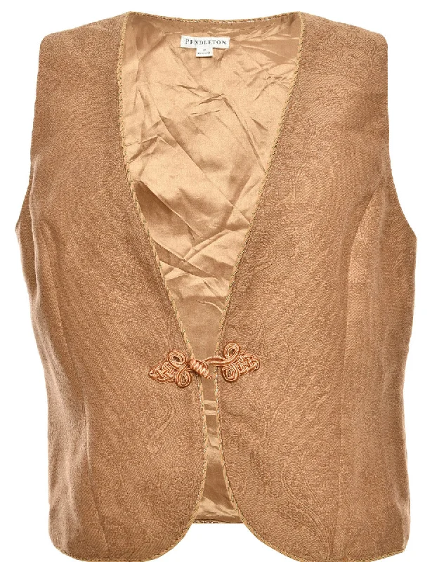 Light Brown Paisley Pendleton Waistcoat - M Casual Long Waistcoat Vest