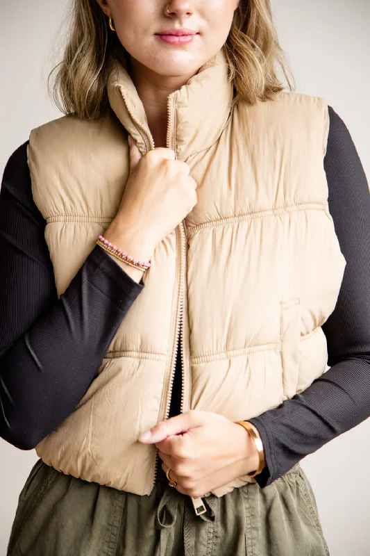Love Tree Crinkle Puffer Vest for Women in Khaki | 5128VH-KHAKI Distressed Denim Vest Love Tree Crinkle Puffer Vest for Women in Khaki | 5128VH-KHAKI Distressed Denim Vest