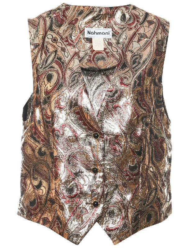 Lurex Paisley Pattern Waistcoat - L Classic Longline Waistcoat Vest