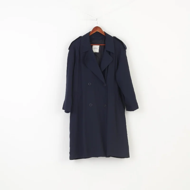 Mari Philippe Paris Women 16 42 XL Coat Navy Vintage Buttons Double Breasted Peacoat Asymmetrical Collar Hooded Zippered Mari Philippe Paris Women 16 42 XL Coat Navy Vintage Buttons Double Breasted Peacoat Asymmetrical Collar Hooded Zippered