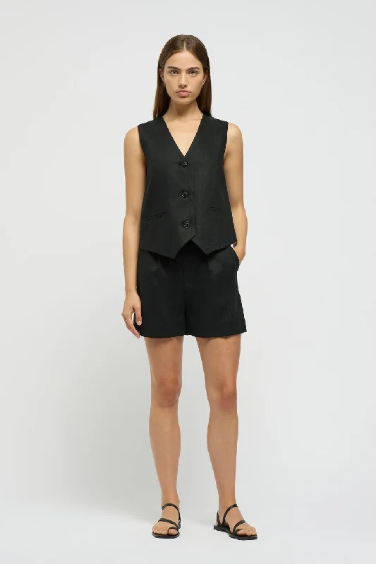 Martine Linen Waistcoat Stylish Open-Front Waistcoat