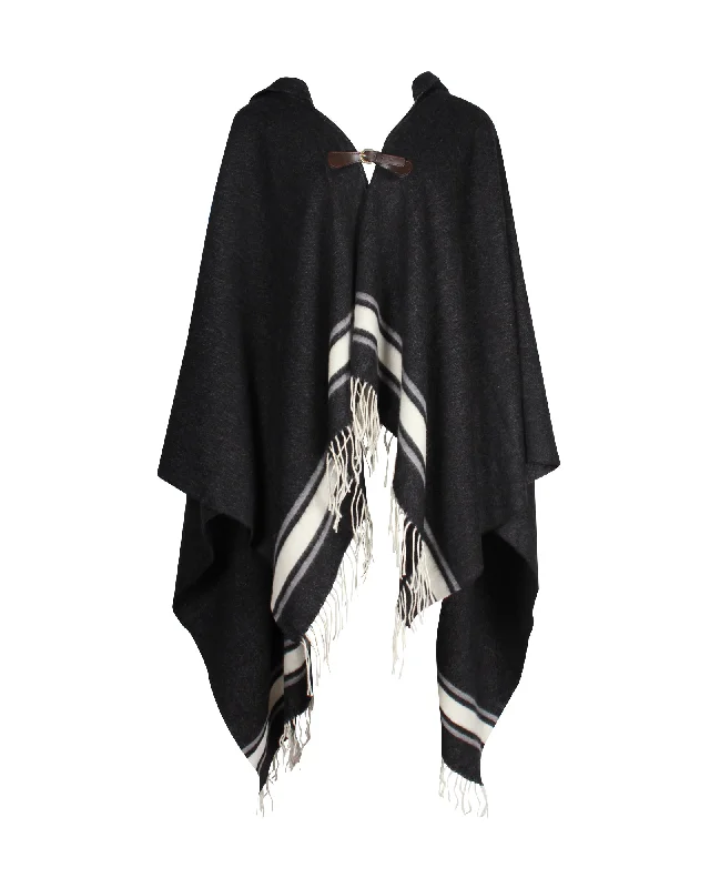 Max Mara Weekend Smooth Blend Hooded Poncho in Grey Wool Hoodie with Logo Branding Identity Max Mara Weekend Smooth Blend Hooded Poncho in Grey Wool Hoodie with Logo Branding Identity