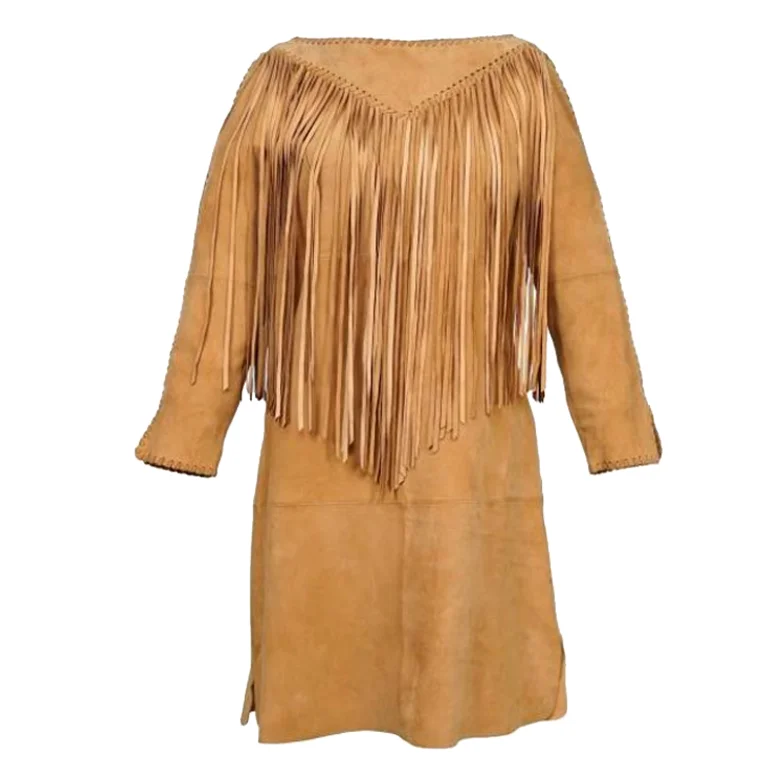 Maya fringed western suede coat Trench Raincoat Windbreaker