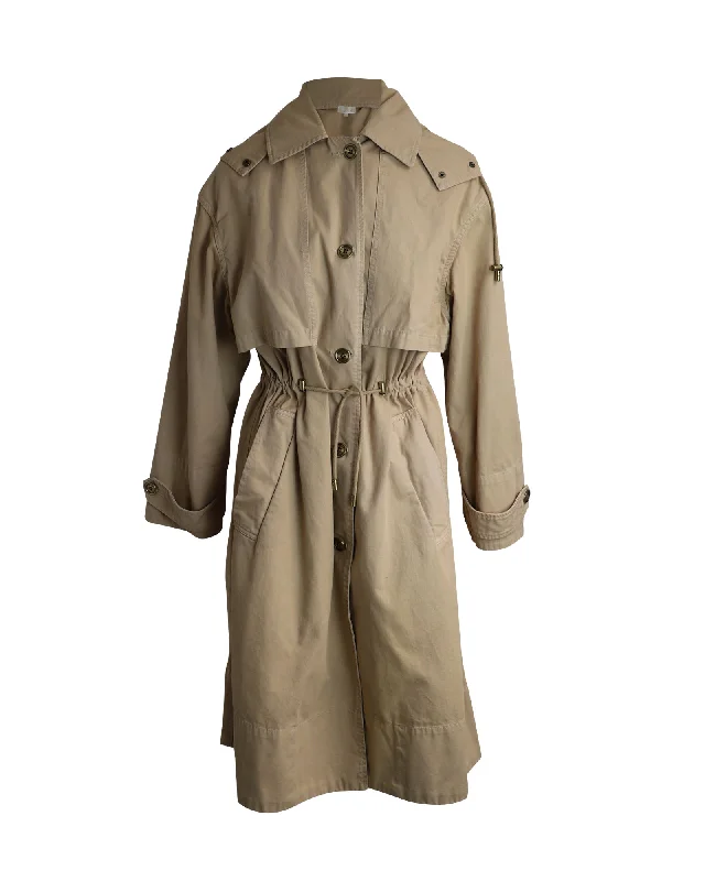 Michael Michael Kors Hooded Trench Coat in Beige Cotton Elegant Long Trench Jacket
