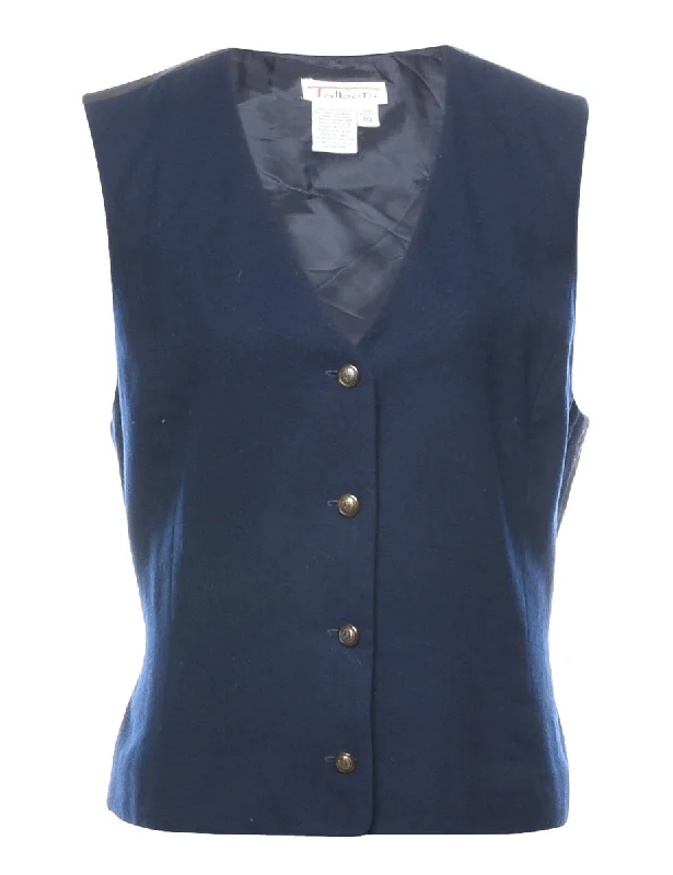 Navy Classic Wool Waistcoat - M Chic Fleece Waistcoat Jacket