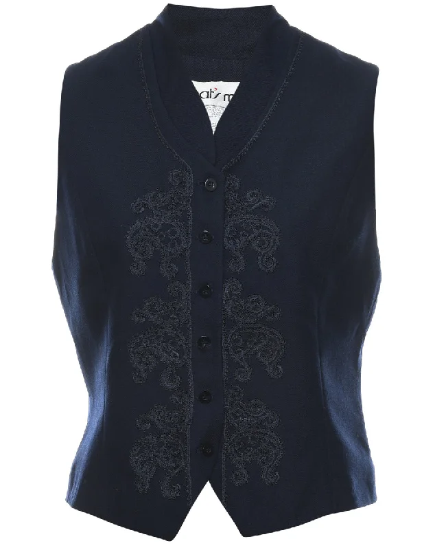 Navy Waistcoat - M Warm Wool Waistcoat Jacket