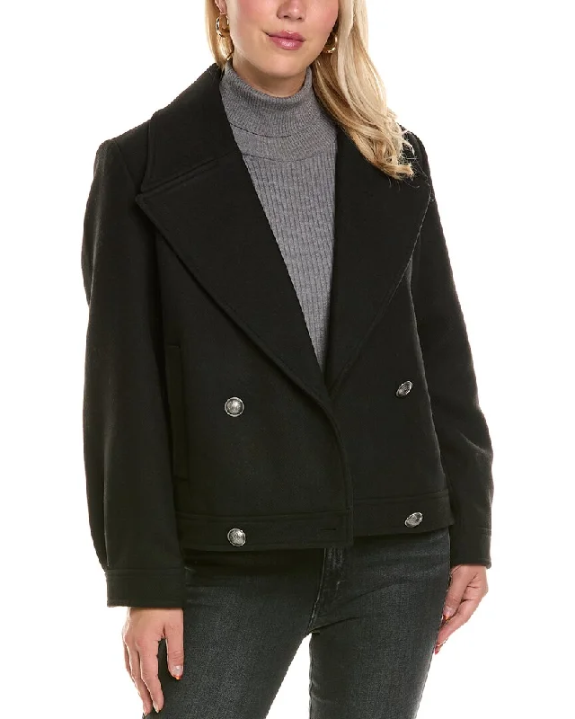 NVLT Retro Wool-Blend Peacoat Anorak Windbreaker Fleece