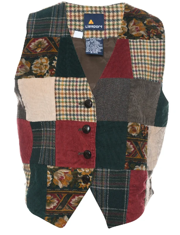 Patchwork Waistcoat - M Fashionable Belted Waistcoat
