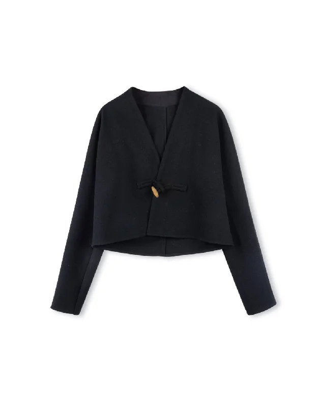 Plus Size Pocket Woolen Coat Bolero Crop Top Camisole