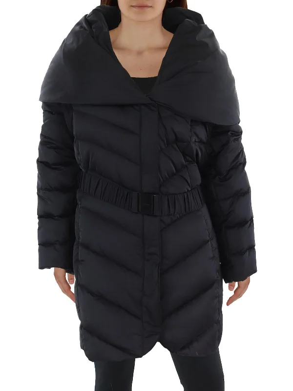 Plus Womens Insulated Shawl Collar Quilted Coat Fashionable Wool Blend Shawl