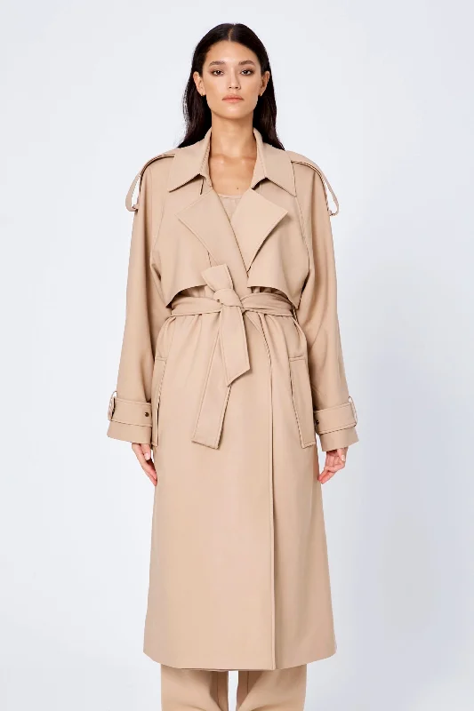 ROZALIA x ATOIR Womens The Trench Coat Sand Fashionable Oversized Trench Coat