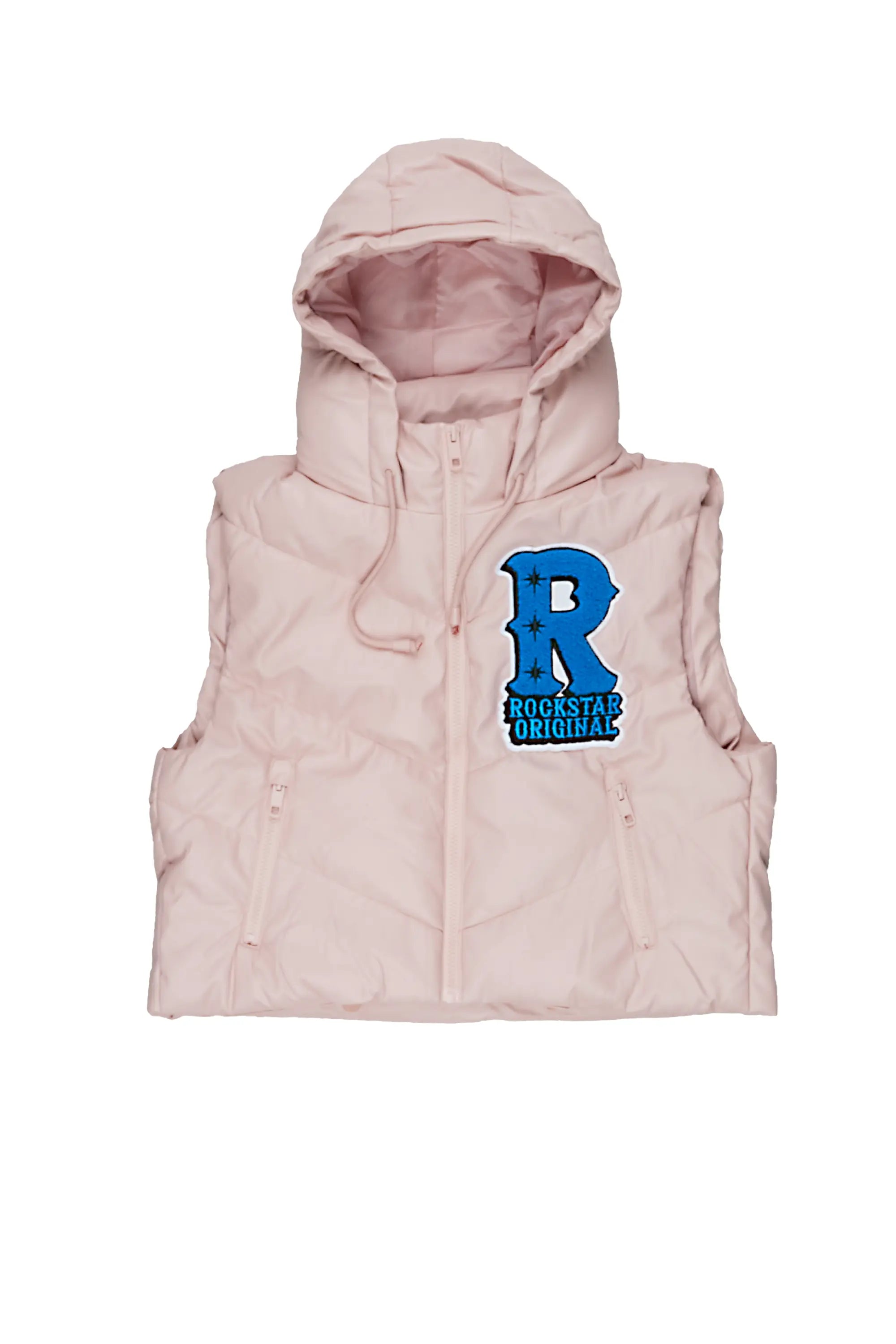 Ashlei Pink Puffer Vest Stylish Hooded Vest