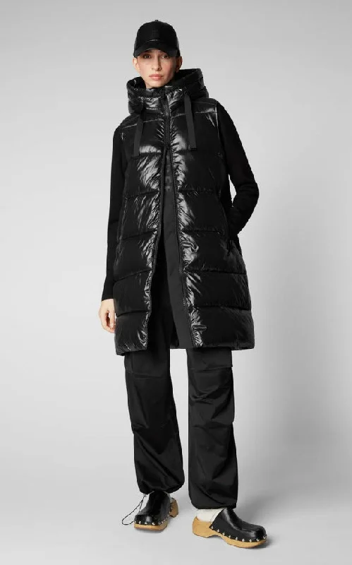 Save The Duck Iria Puffer Vest in Black Extra-Warm Insulated Vest