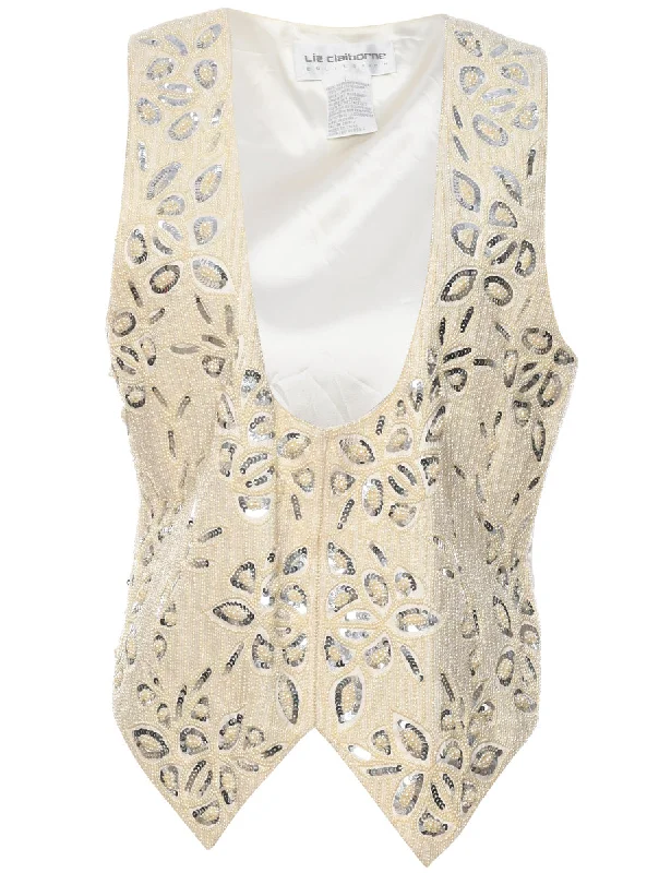 Silk Liz Claiborne Waistcoat - L Cozy Sweater Waistcoat Vest