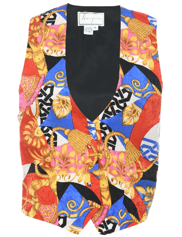 Silk Patterned Waistcoat - M Comfortable Waistcoat with Pockets