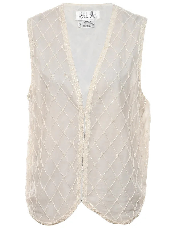 Silk Rafaella Beaded Waistcoat - S Classic Zip-Up Waistcoat