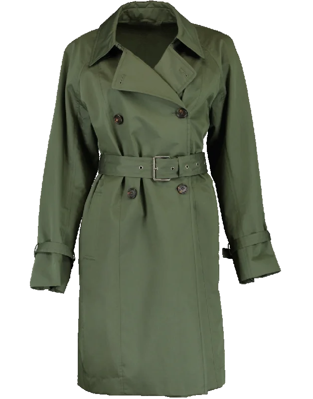 Taffeta Tie Belt Trench Coat Classic Double-Breasted Wool Trench