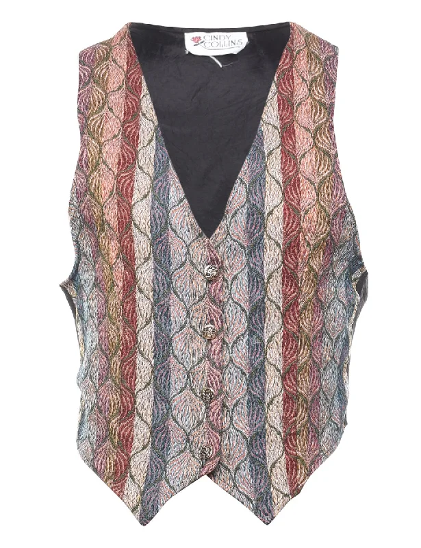 Tapestry Design Multi-Colour Waistcoat - S Cozy Faux Fur Waistcoat