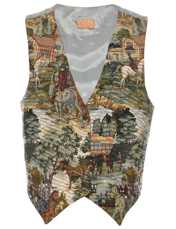 Tapestry Waistcoat - L Fashionable Buttoned Waistcoat Vest