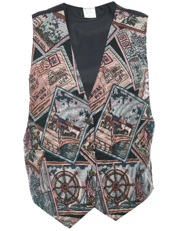 Tapestry Waistcoat - M Trendy Quilted Waistcoat Jacket