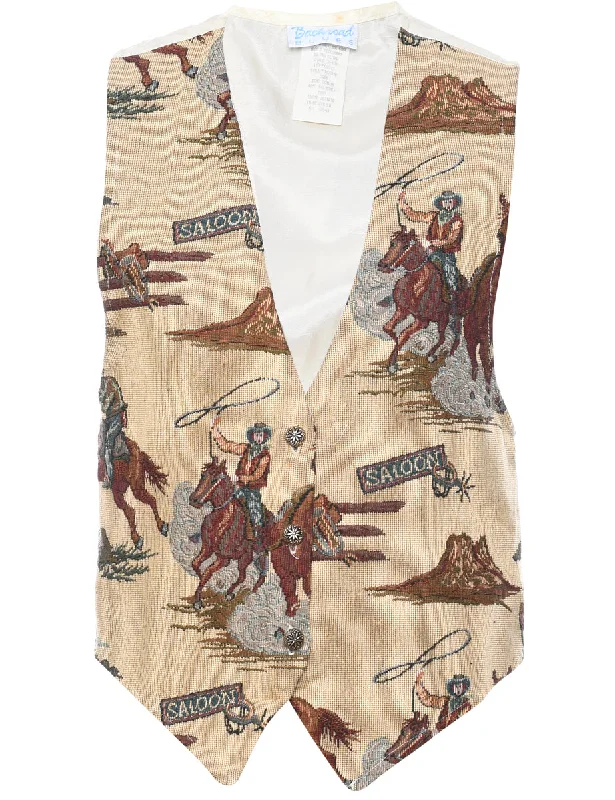 Tapestry Waistcoat - S Stylish Faux Fur Waistcoat Vest
