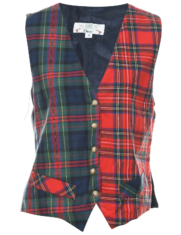 Tartan Waistcoat - M Comfortable Zip Waistcoat Vest