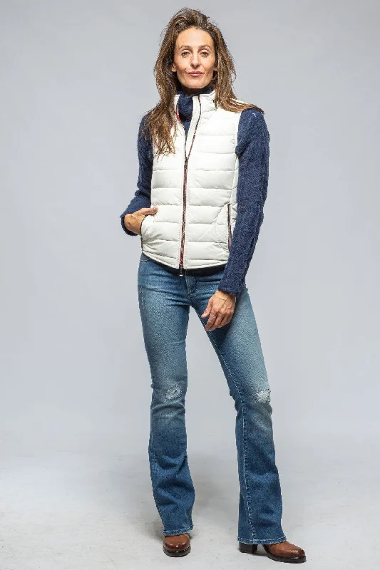 Tignes Quilted Leather Vest in White Oversized Knit Vest