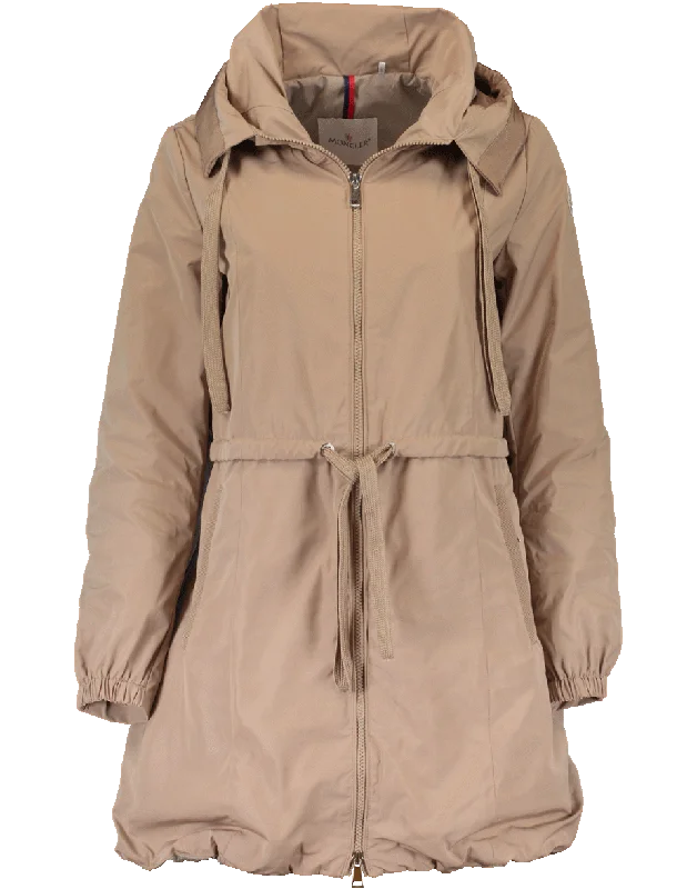 Topaze Drawstring Rain Coat Pleated Ruffled tiered