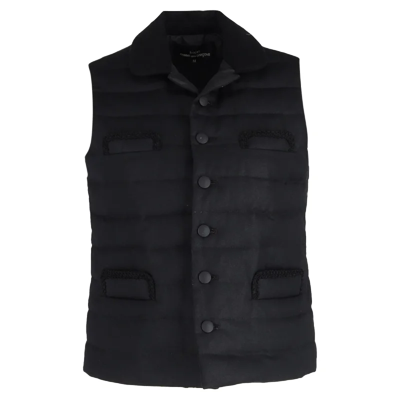 Tricot Comme des garçons Puffer Vest in Black Wool Belted Waist Vest