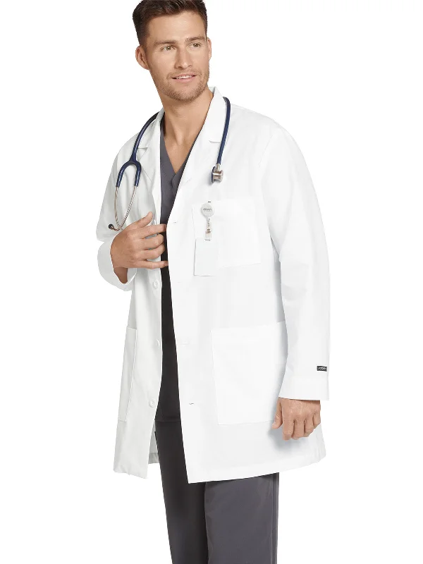 Unisex 5-Pocket 34" Lab Coat Solid Print Jacquard