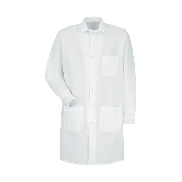 Unisex Exterior Pocket Gripper-Front 41.5" Full-Length Lab Coat Hooded Caped Scarf