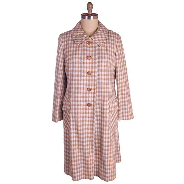 Vintage Ladies Spring Coat Late 1970s Plaid Gray Peach Flattering 44-44-48 Houndstooth Jacket Shearling Jacket Fleece Jacket Vintage Ladies Spring Coat Late 1970s Plaid Gray Peach Flattering 44-44-48 Houndstooth Jacket Shearling Jacket Fleece Jacket