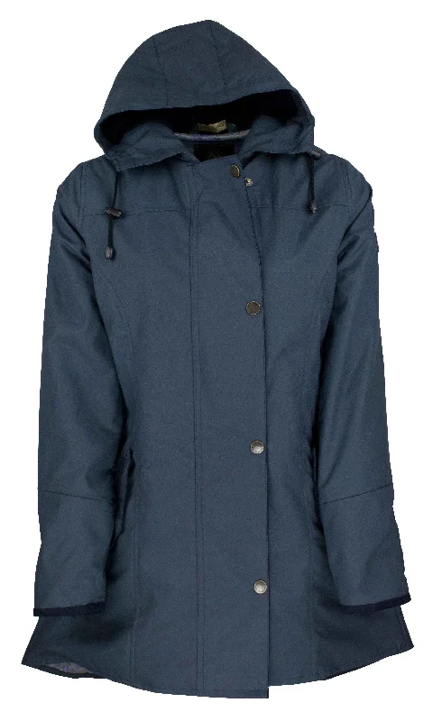 W236 - Women's Hooded Katrina Discovery - NAVY Hoodie with High-Low Hem Asymmetrical Trendy W236 - Women's Hooded Katrina Discovery - NAVY Hoodie with High-Low Hem Asymmetrical Trendy